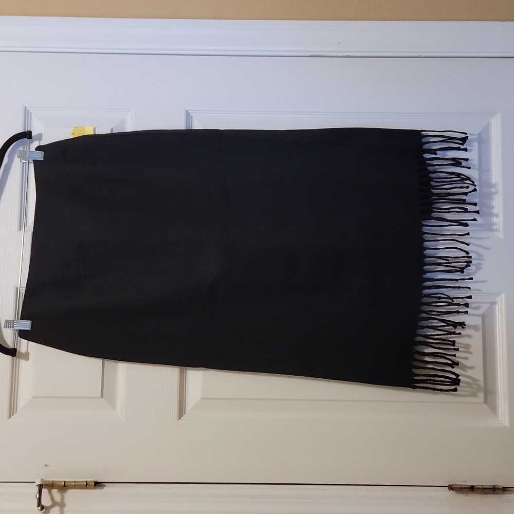 Black Wool Skirt With Fringes